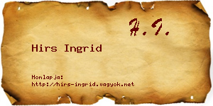 Hirs Ingrid névjegykártya
